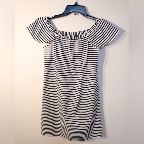 J Crew Off Shoulder Black and White Dress size XS - Picture 1 of 8